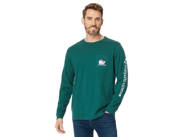 Vineyard Vines Santa Whale Long Sleeve Pocket Tee (Charleston ) Men's Clothing Product Image