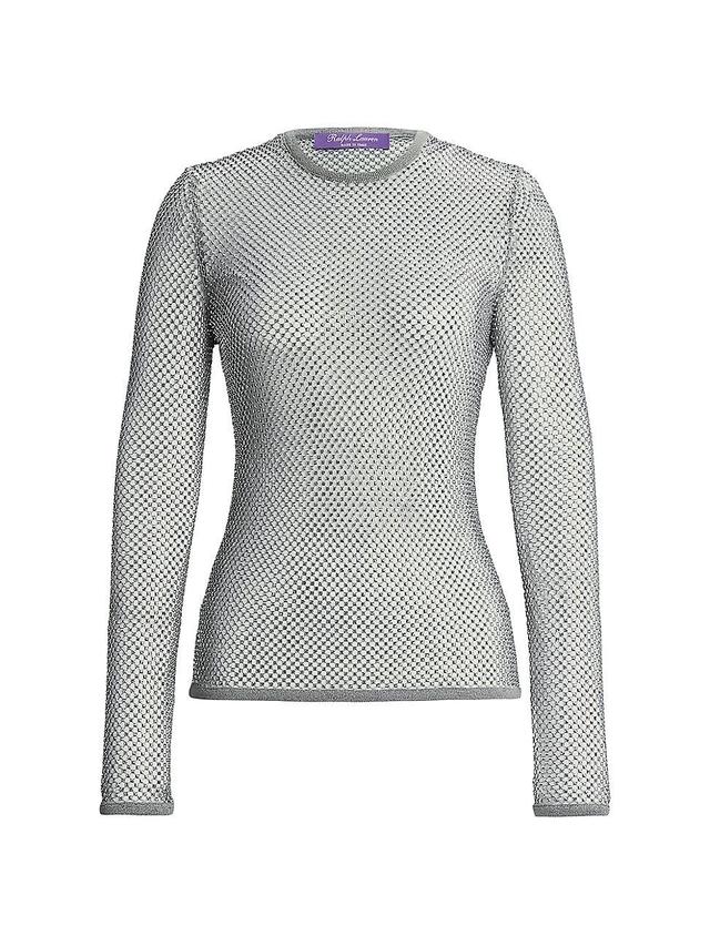 Womens Diamonte Mesh Long-Sleeve Top Product Image