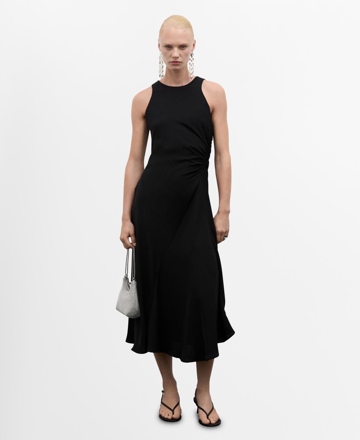 Mango Womens Draped Detail Midi-Dress Product Image