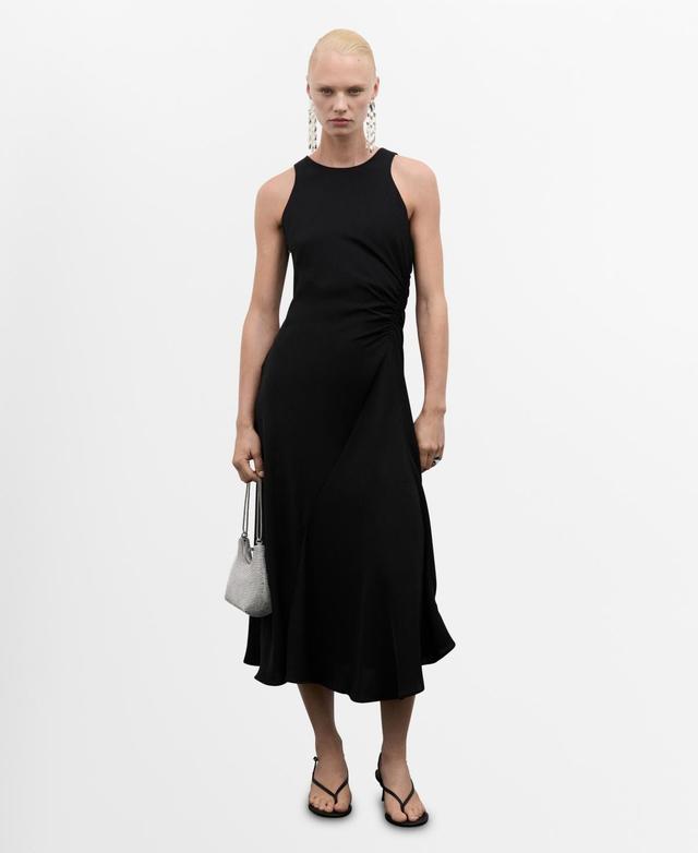 Mango Womens Draped Detail Midi-Dress Product Image