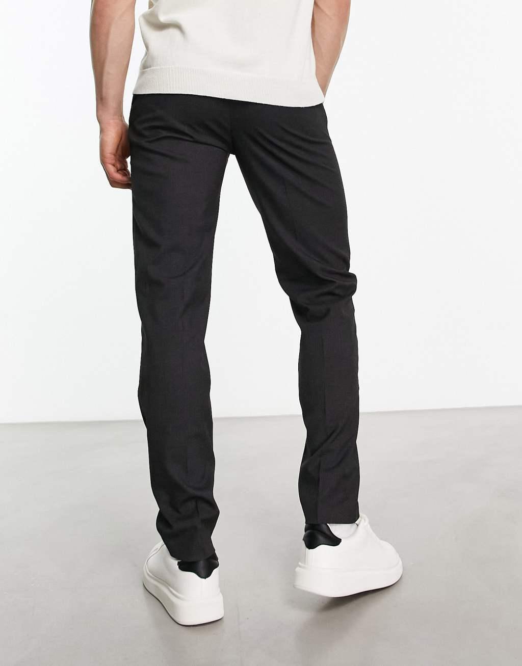 ASOS DESIGN slim dressy pants in charcoal Product Image