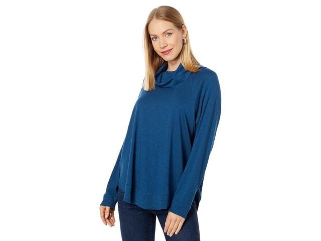 Lilla P Rib Trim Dolman Turtleneck (Pond) Women's Clothing Product Image