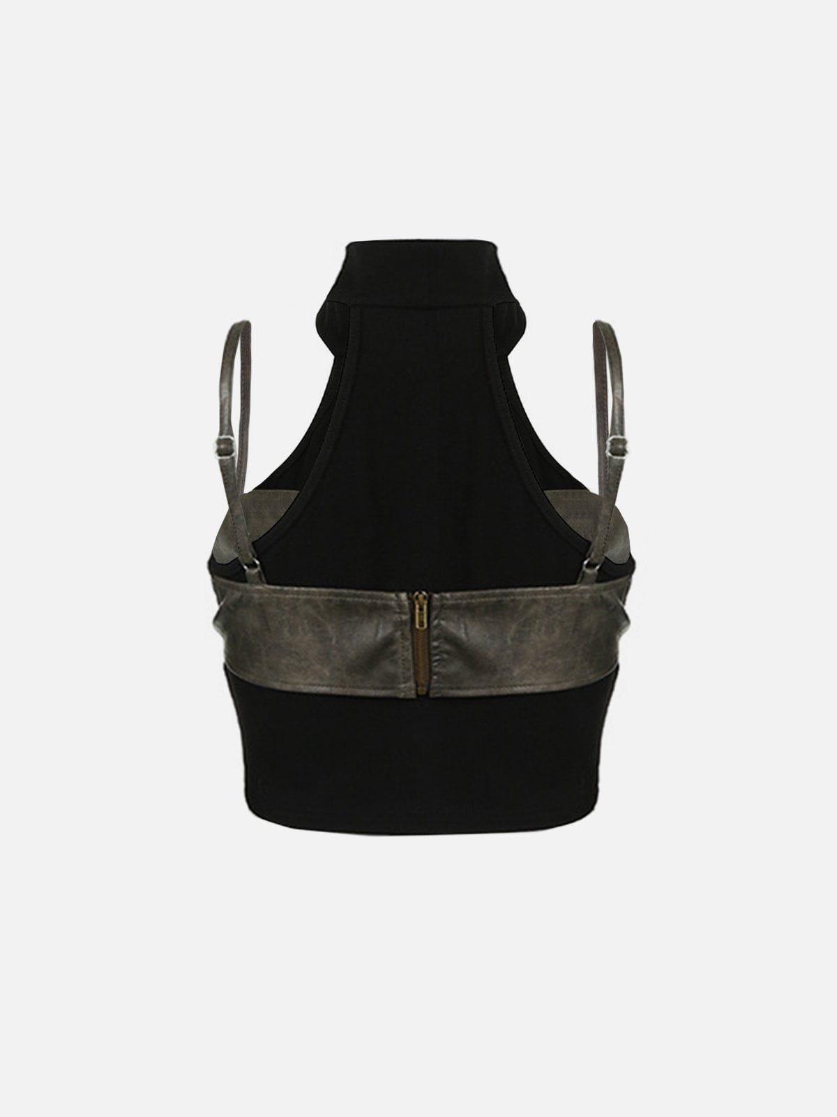 Aelfric Eden Faux Leather Patchwork Tank Top Female Product Image