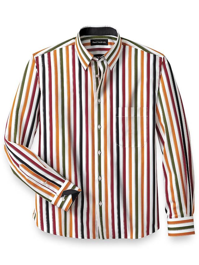 Cotton Stripe Casual Shirt With Contrast Trim Product Image