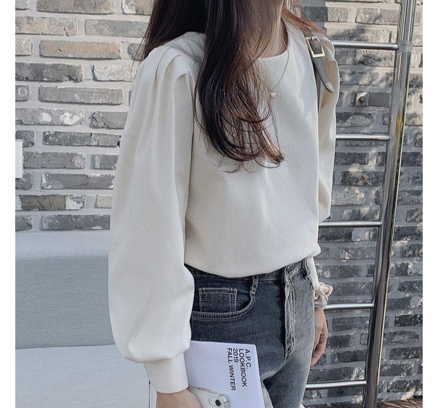 Long-Sleeve Plain Blouse Product Image