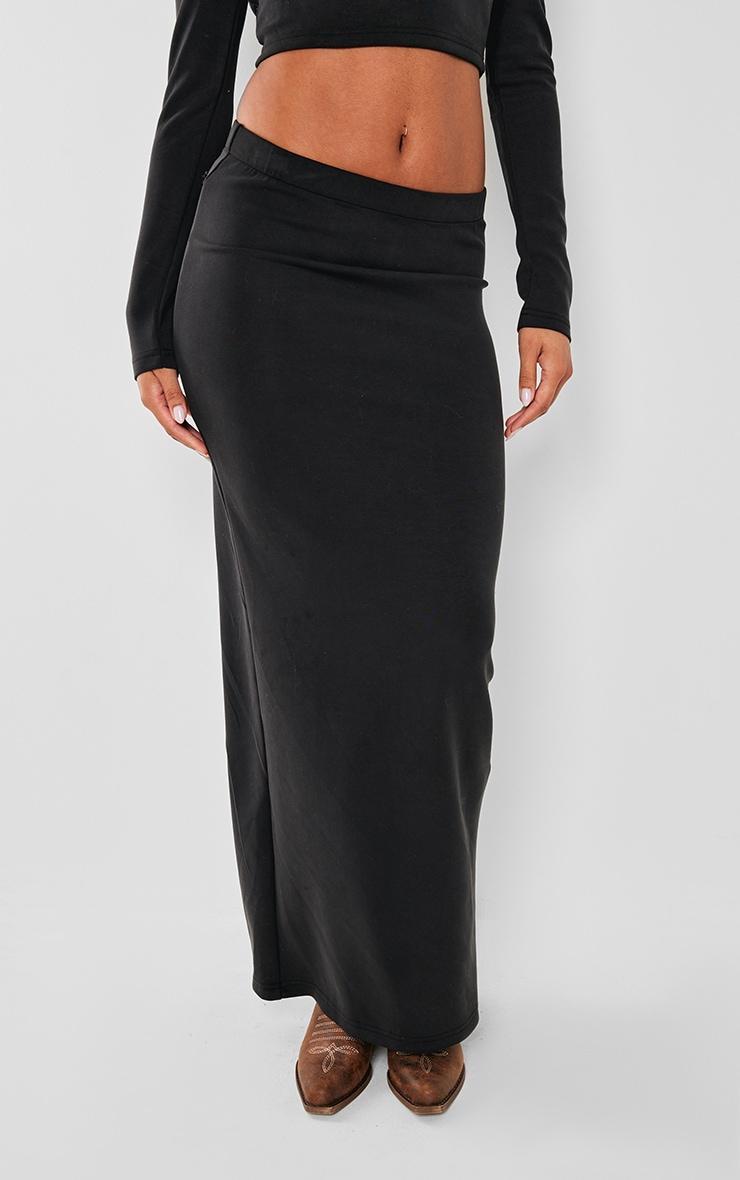 Black Premium Soft Touch Low Rise  Maxi Skirt Product Image