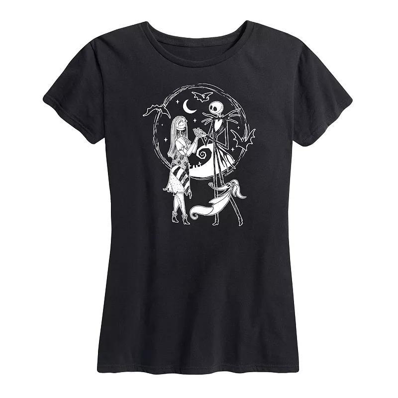 Disneys Nightmare Before Christmas Womens Jack Sally Zero Graphic Tee, Girls Grey Gray Product Image