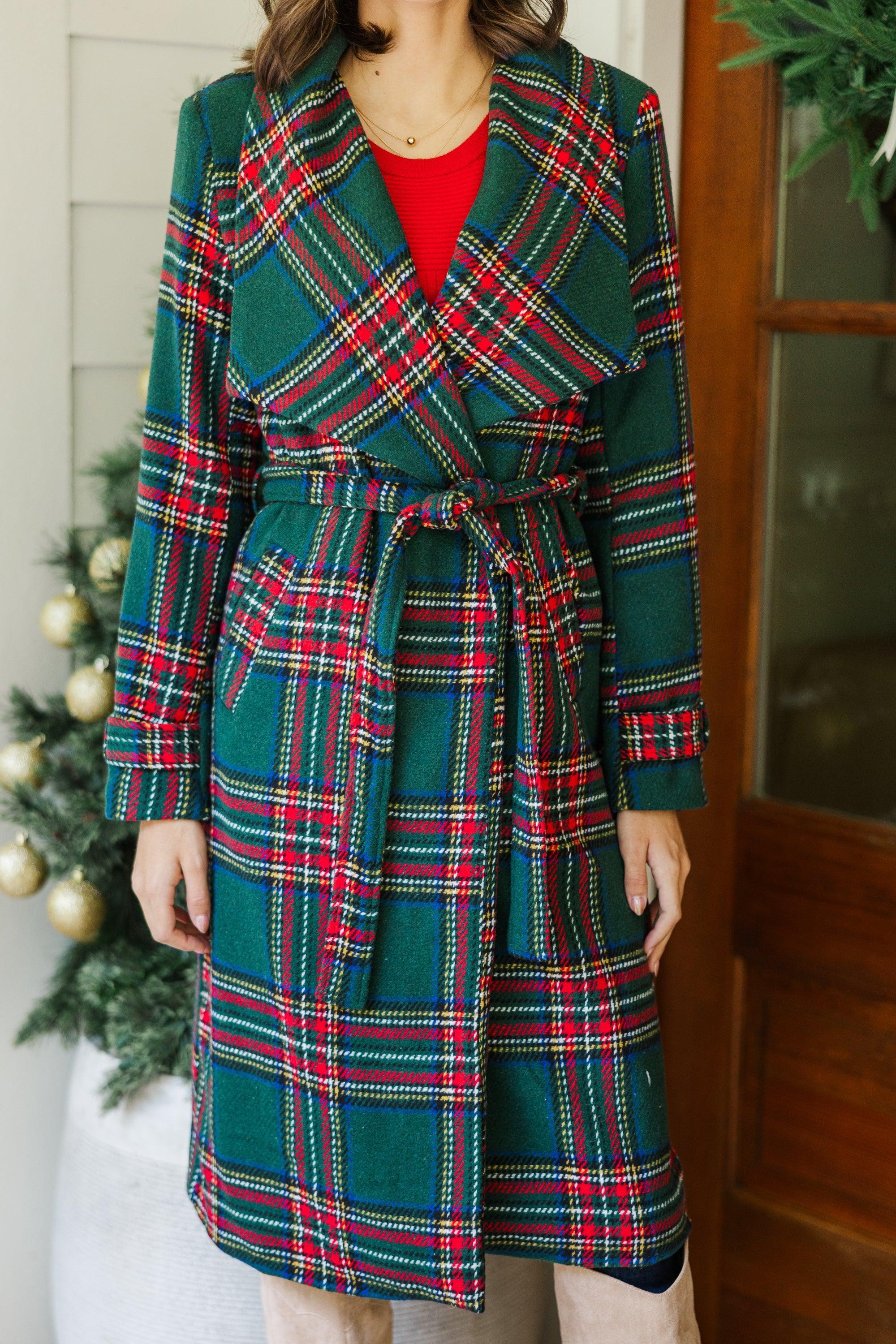 All The Love Green Plaid Coat Female Product Image