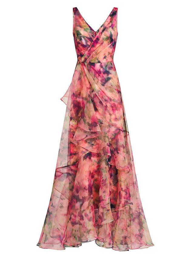 Womens Raisa Floral Organza V-Neck Gown Product Image