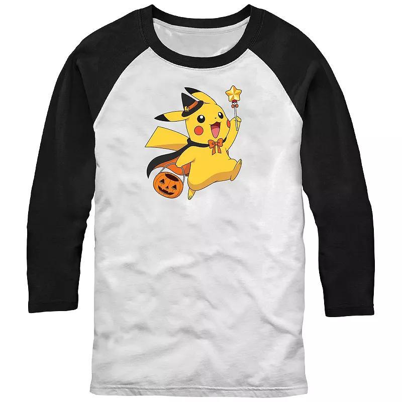 Mens Pokmon Pikachu Wizard Costume Pumpkin Basket Raglan Tee Product Image