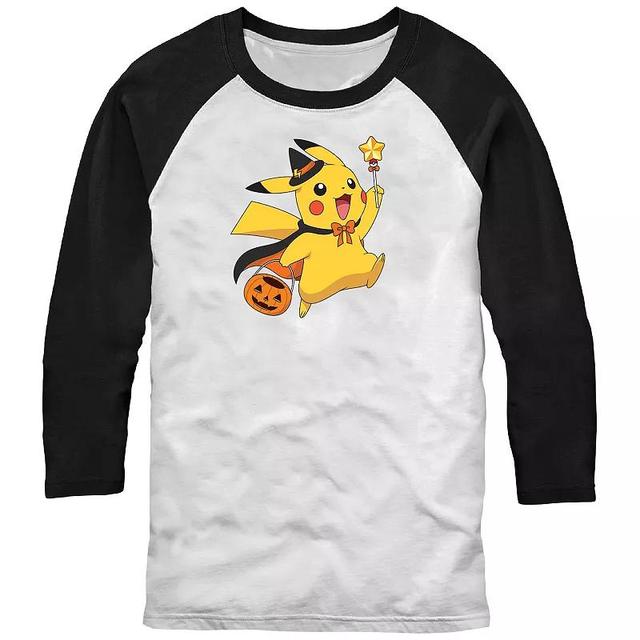 Mens Pokmon Pikachu Wizard Costume Pumpkin Basket Raglan Tee Product Image