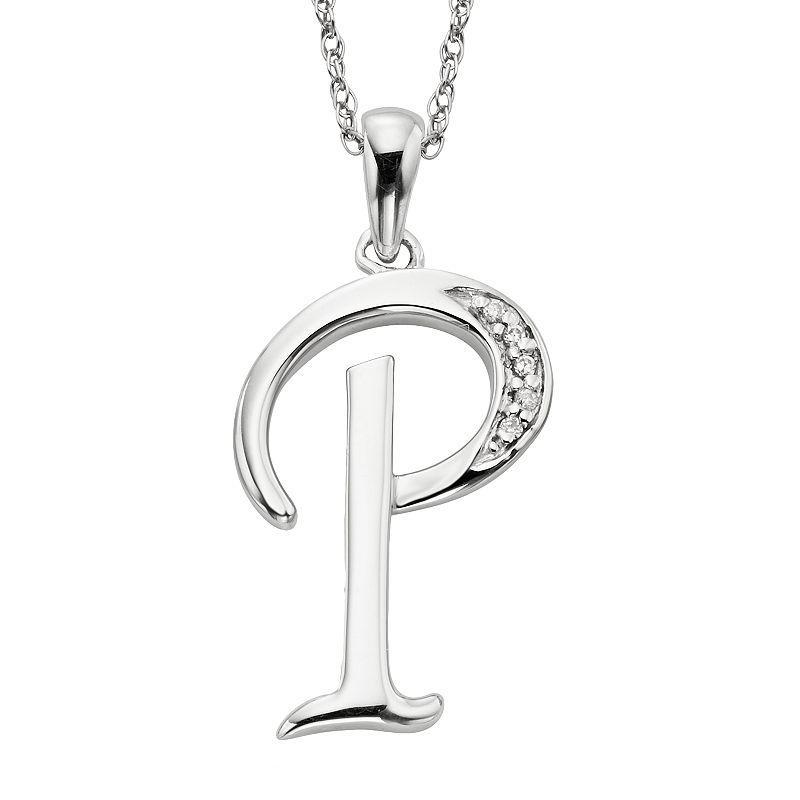 Sterling Silver Diamond Accent Initial Pendant, Womens Product Image