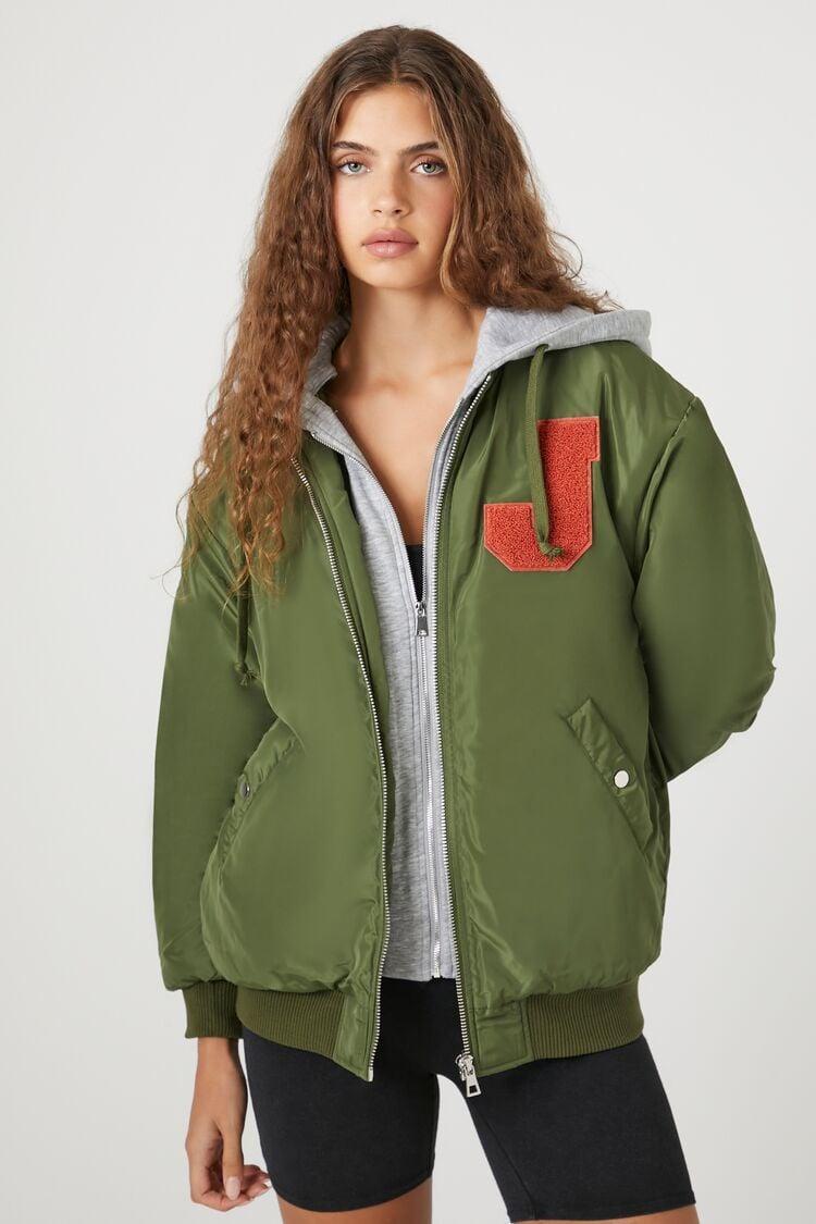 Letterman Zip-Up Bomber Jacket | Forever 21 Product Image