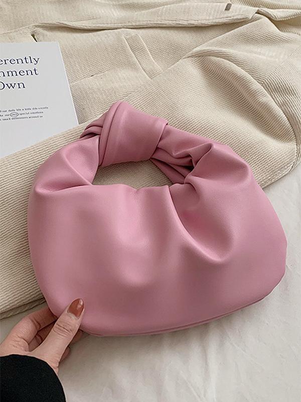 Bowknot Pleated Solid Color Handbags Accessories Product Image