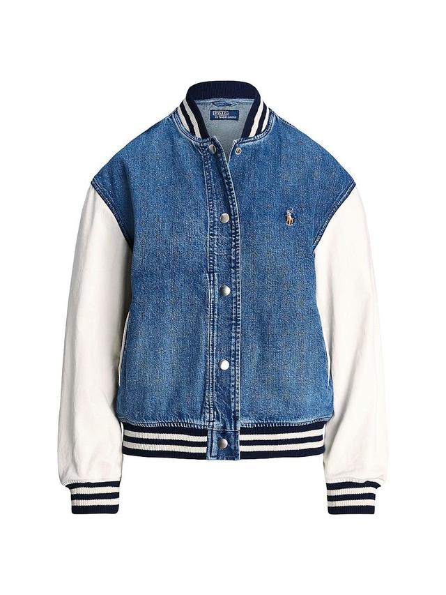 Womens Denim Bomber Jacket Product Image