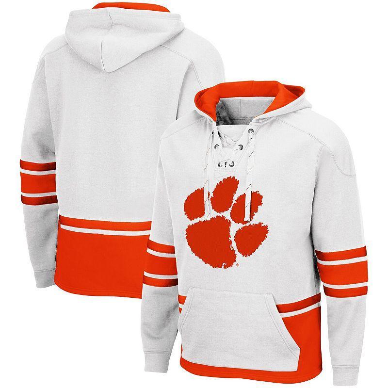 Mens Colosseum White Clemson Tigers Lace Up 3.0 Pullover Hoodie Product Image