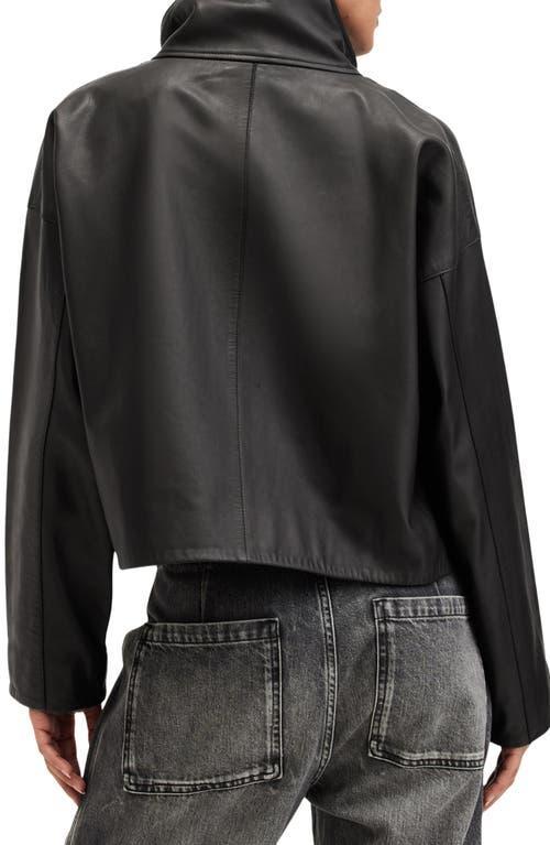 Ryder Funnel Neck Leather Jacket In Black Product Image