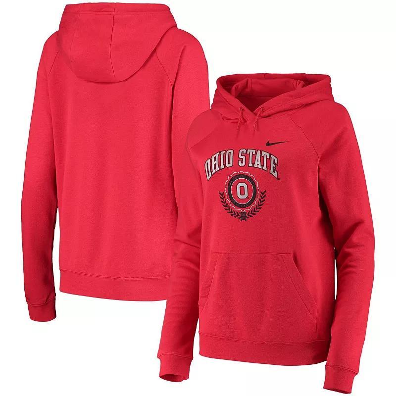 Womens Nike Scarlet Ohio State Buckeyes Varsity Fleece Tri-Blend Raglan Pullover Hoodie Product Image