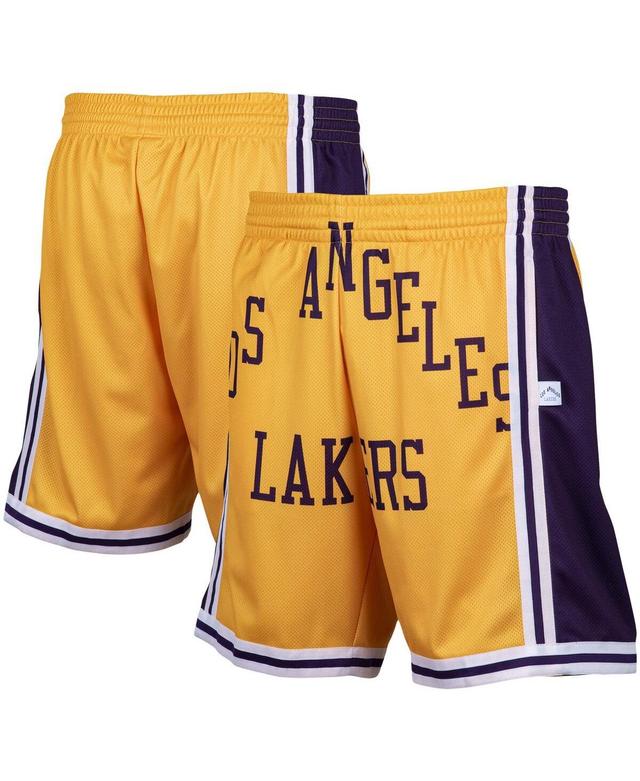 Mens Gold-Tone Los Angeles Lakers Hardwood Classics Big Face 2.0 Shorts Product Image