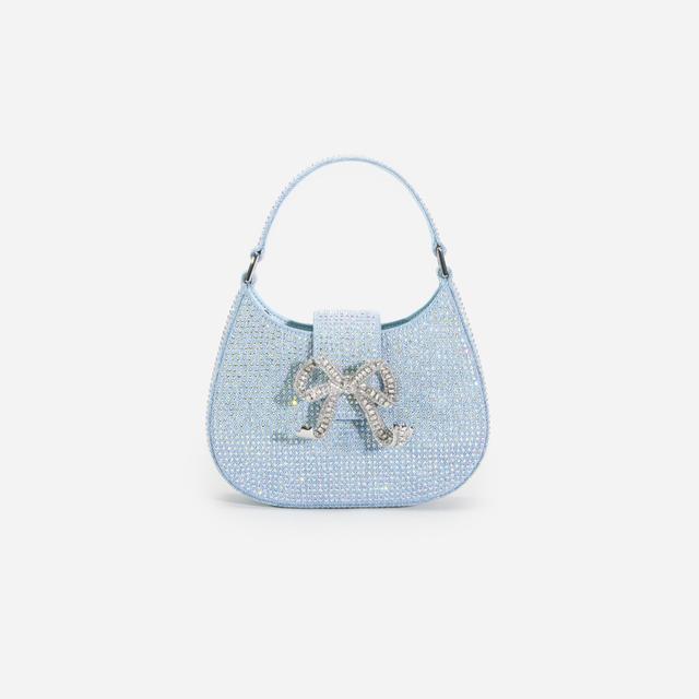 Blue Rhinestone Denim Cresent Bag Product Image