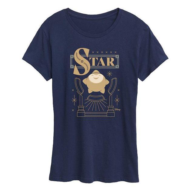 Disneys Wish Star Womens Badge Graphic Tee, Girls Heather Grey Product Image