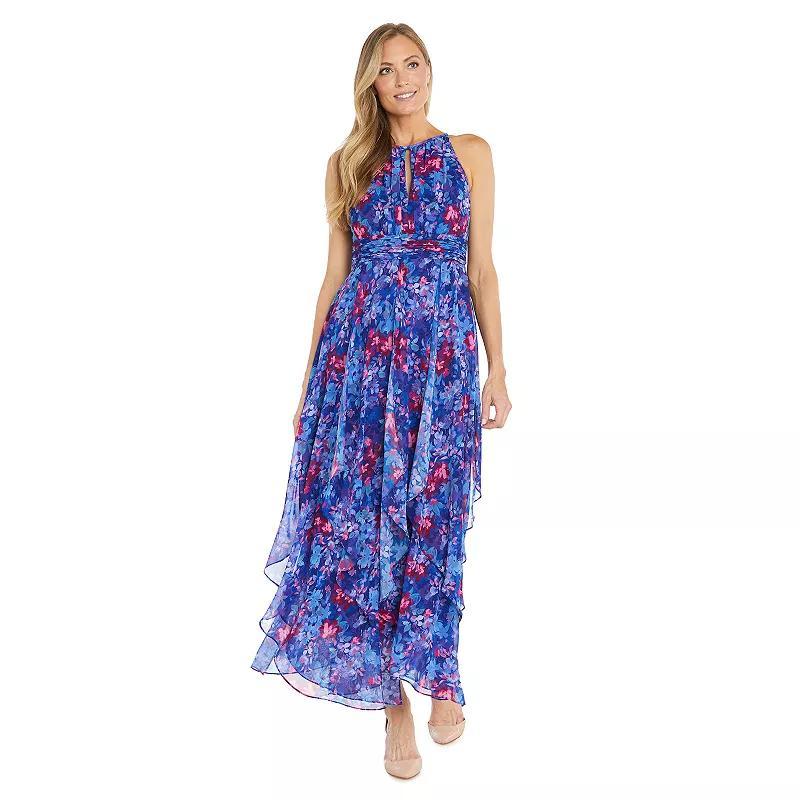 Womens R&M Richards Printed Chiffon Halter Dress Product Image