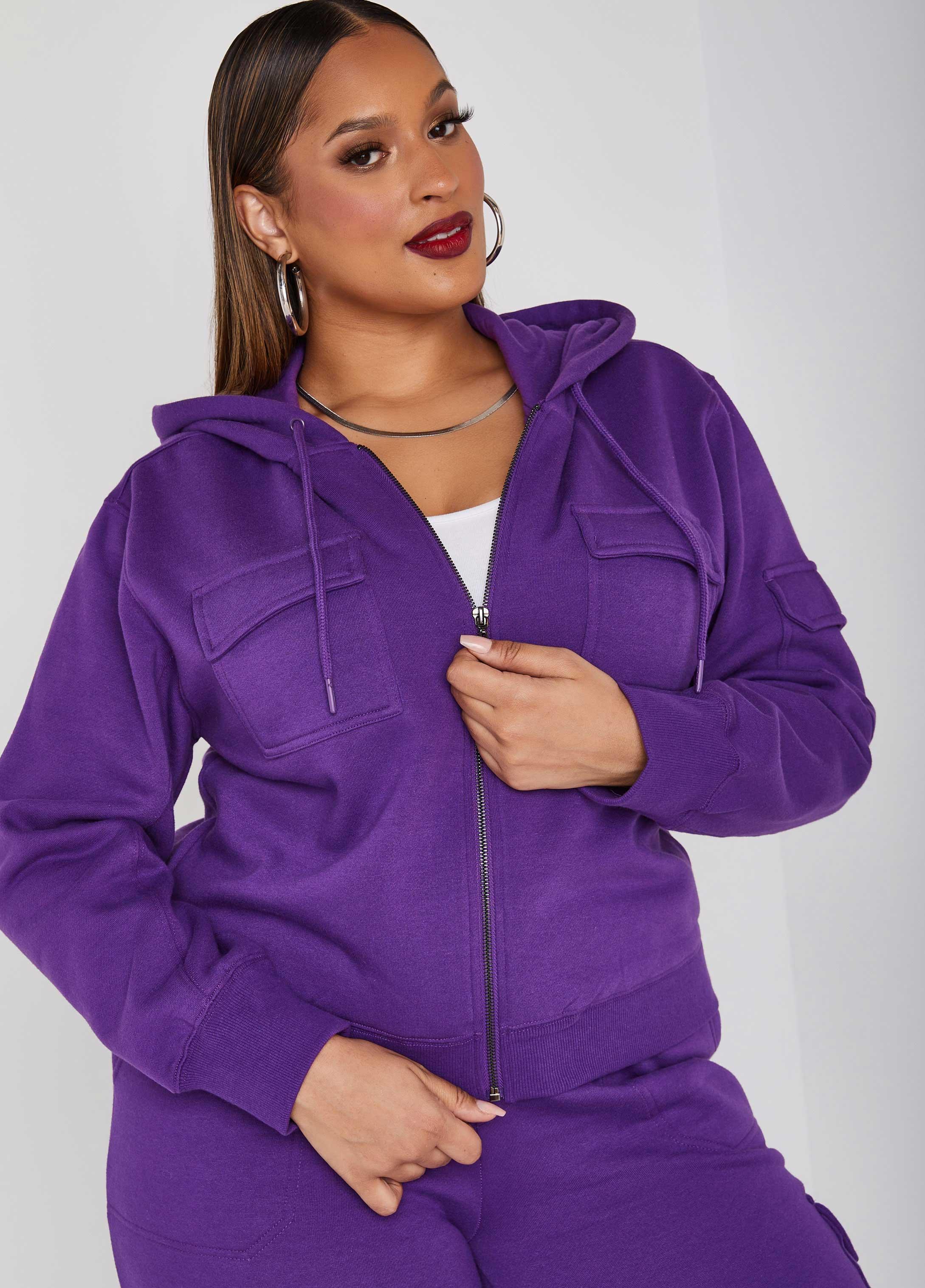 Plus Size Cargo Pocket Hoodie Ashley Stewart Product Image