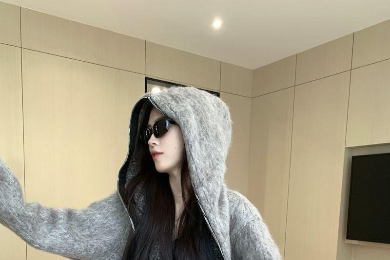 Fluffy Hooded Zip Jacket Product Image