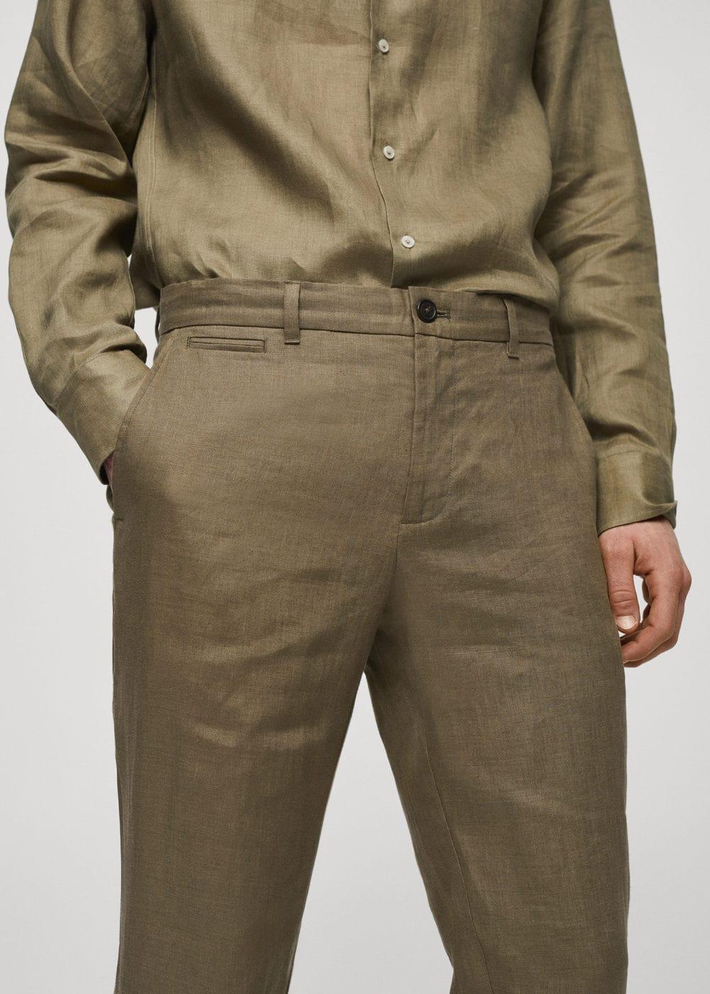 MANGO MAN - Slim-fit 100% linen pants khakiMen Product Image