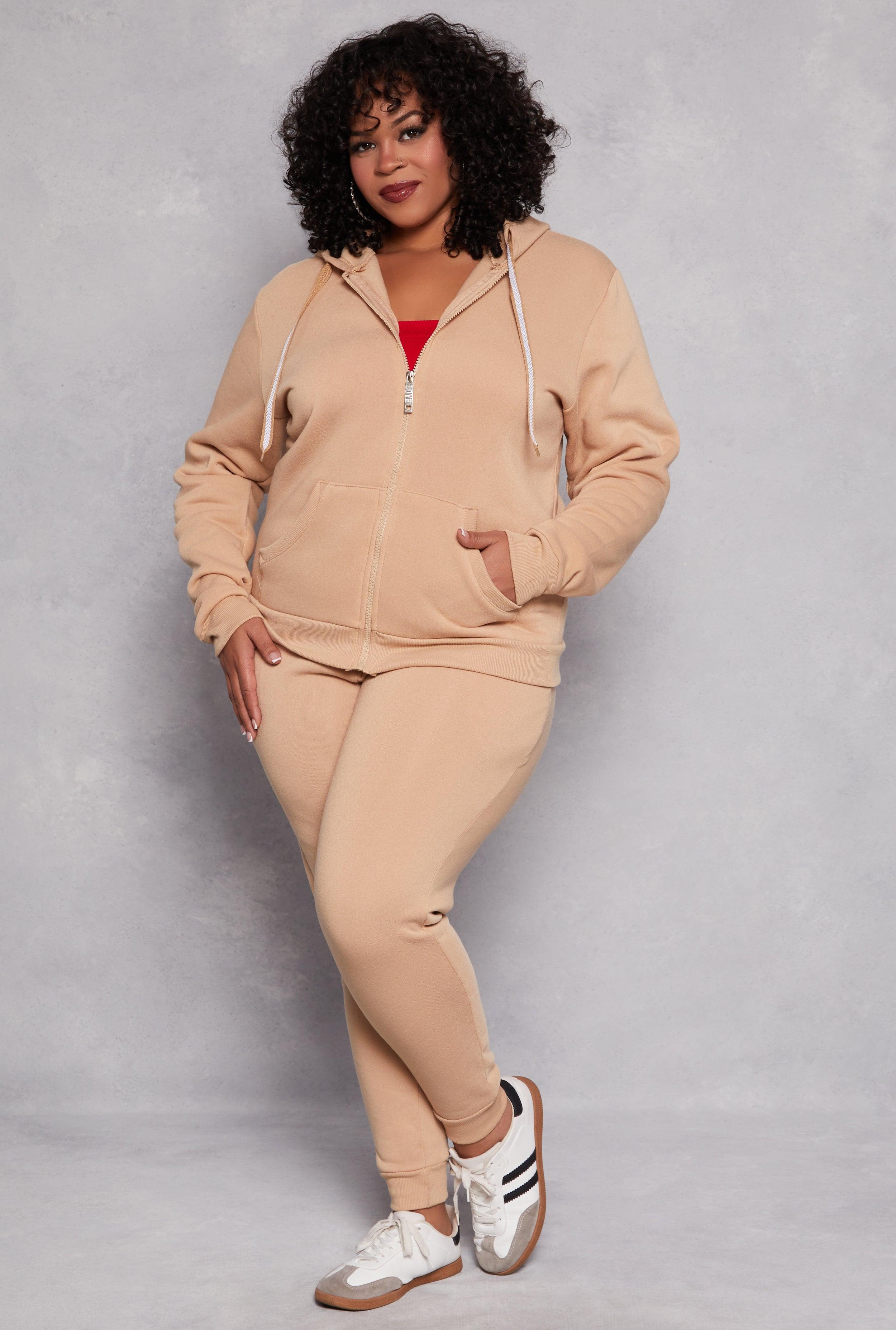 Womens Plus Size Fleece High Waist Joggers Product Image