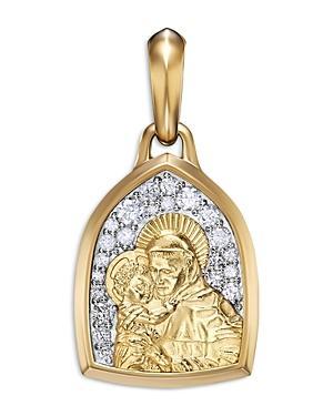 Mens St. Anthony Amulet in 18K Yellow Gold with Pav Diamonds Product Image