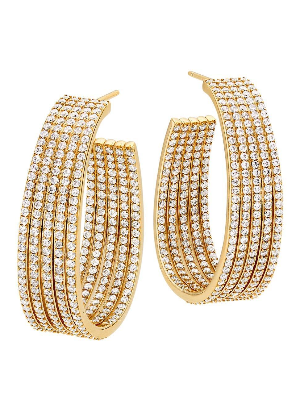 Womens Feliz 18K Gold-Plated & CUbic Zirconia C-Hoop Earrings Product Image