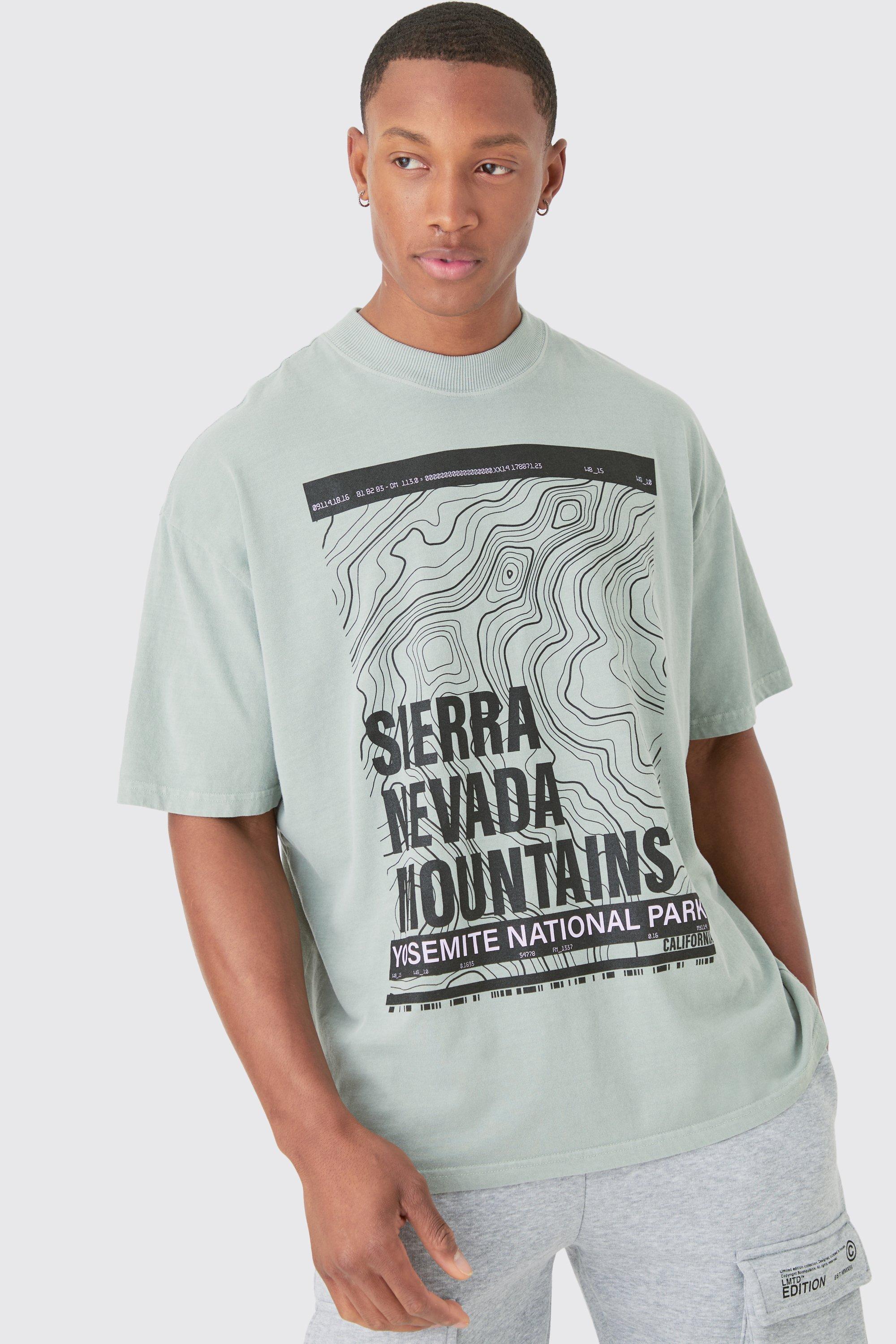 Oversized Sierra Stencil Print Wash T-shirt | boohooMAN USA Product Image