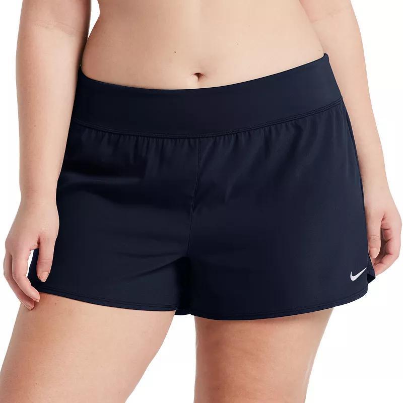 Plus Size Nike Solid Boardshort Swim Bottoms, Womens Black Product Image