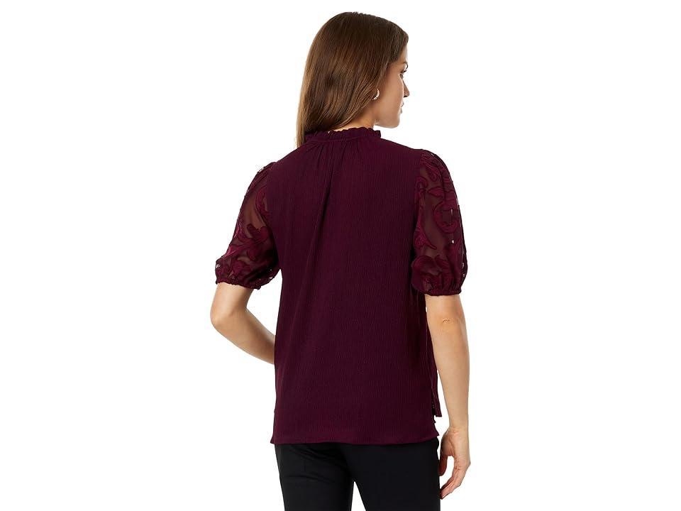 Vince Camuto Short Puff Sleeve Top (Mulberry) Women's Clothing Product Image