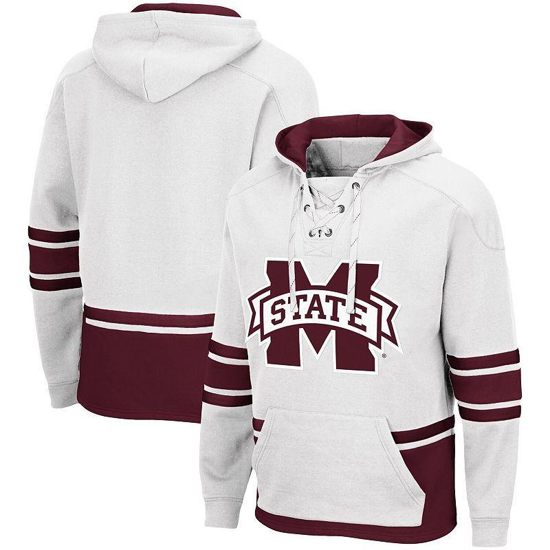 Mens Colosseum White Mississippi State Bulldogs Lace Up 3.0 Pullover Hoodie Product Image