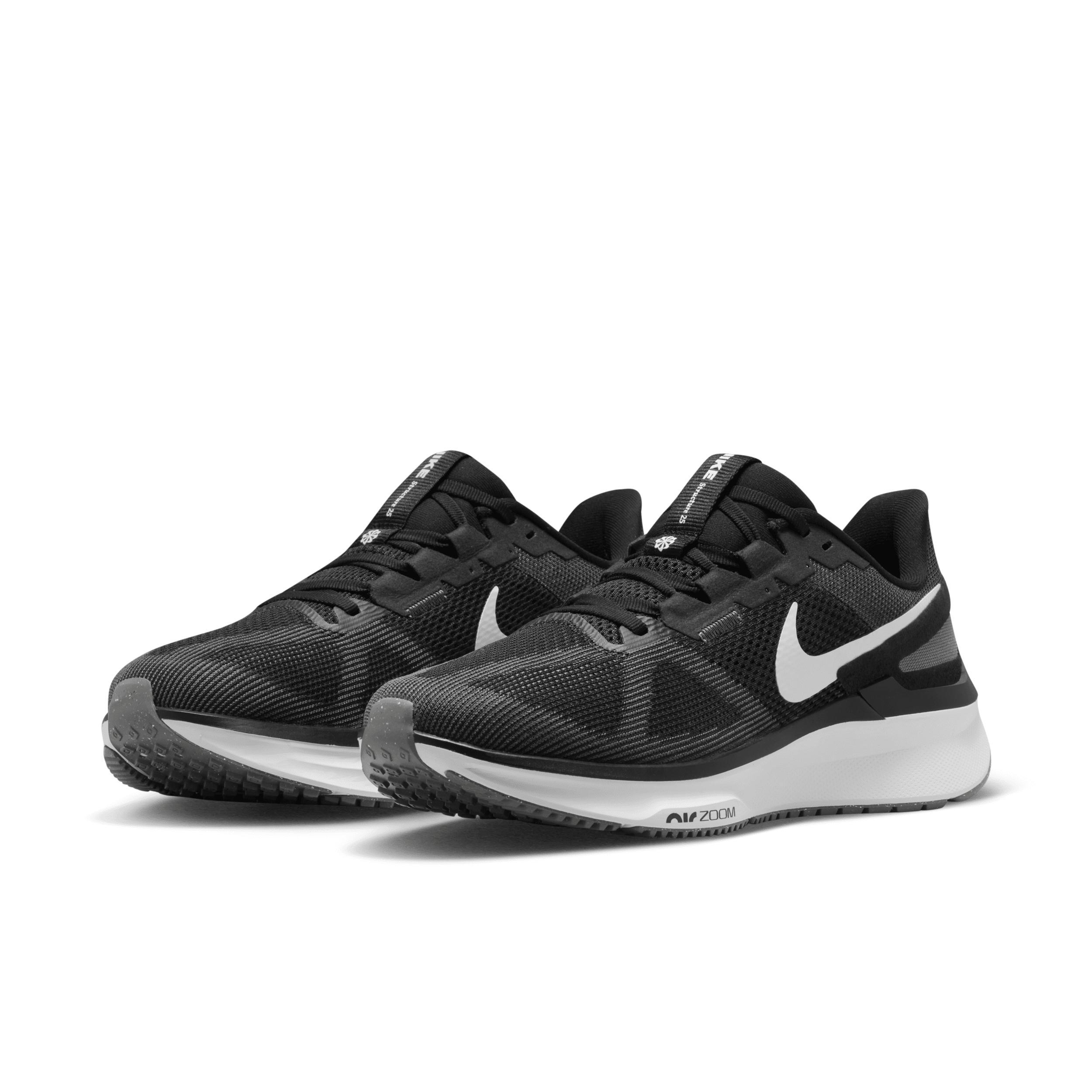 Nike Mens Nike Air Zoom Structure 25 - Mens Running Shoes Black/White/Iron Grey Product Image