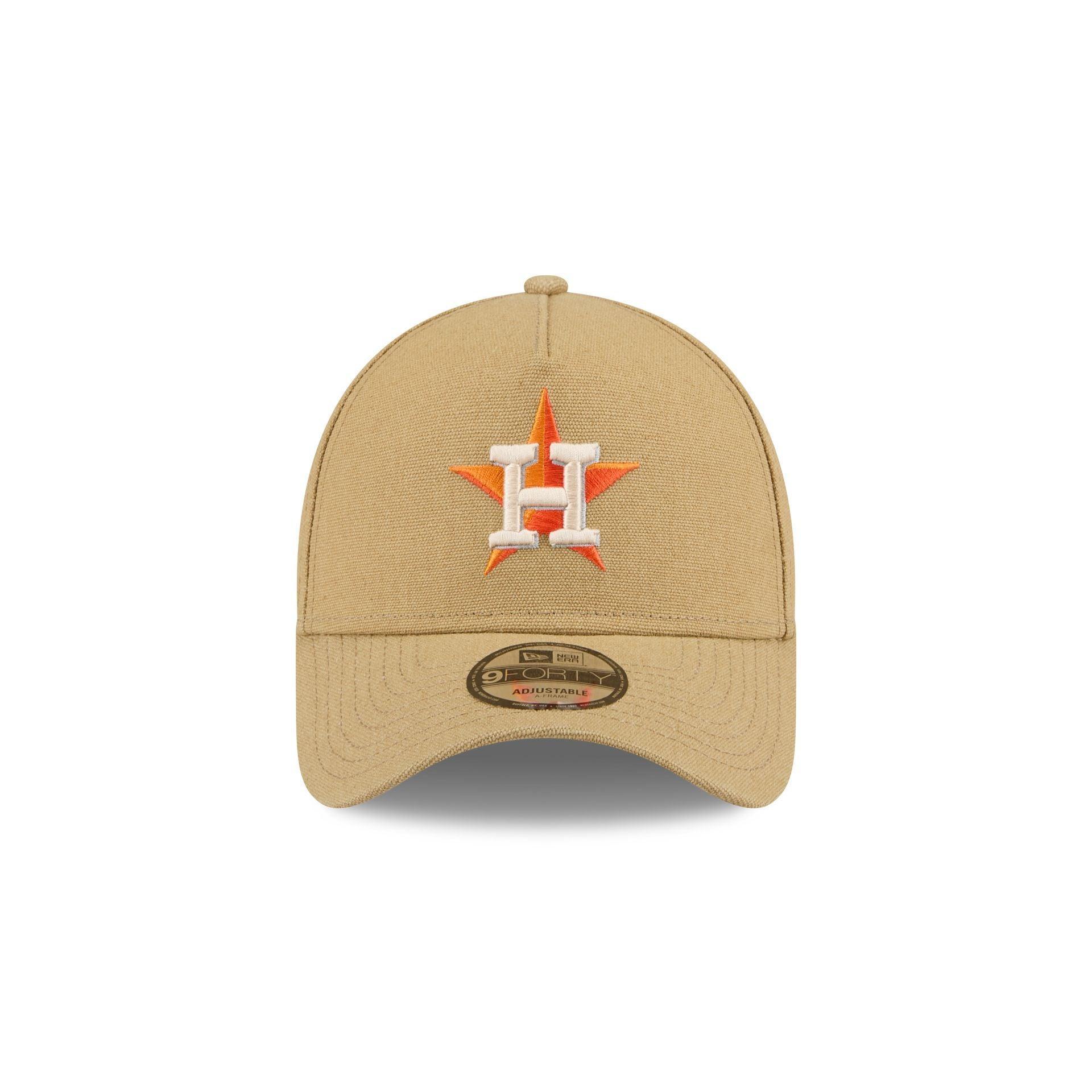 Houston Astros Logo Essentials Khaki 9FORTY A-Frame Snapback Hat Male Product Image