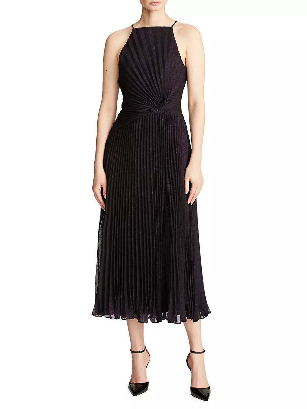 Serenity Halter Pleated Midi-Dress Product Image