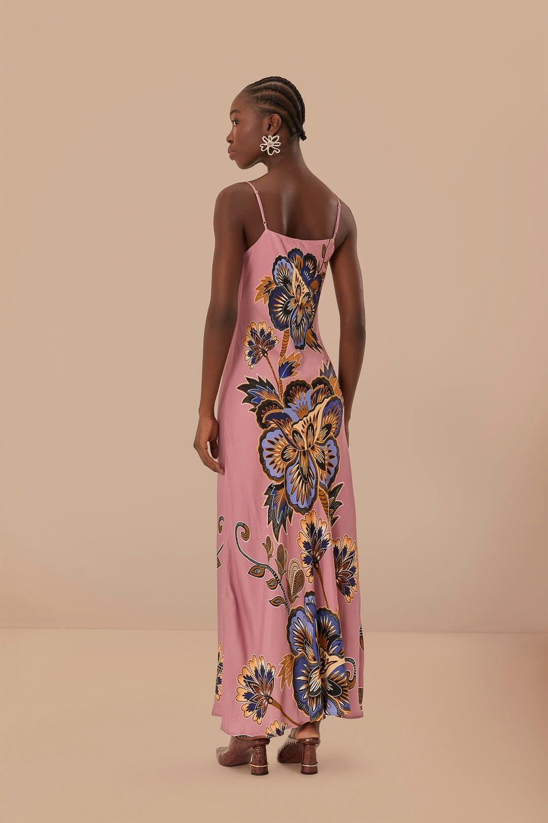 Pink Maxi Floral LENZING™ ECOVERO™ Viscose Slip Maxi Dress Product Image