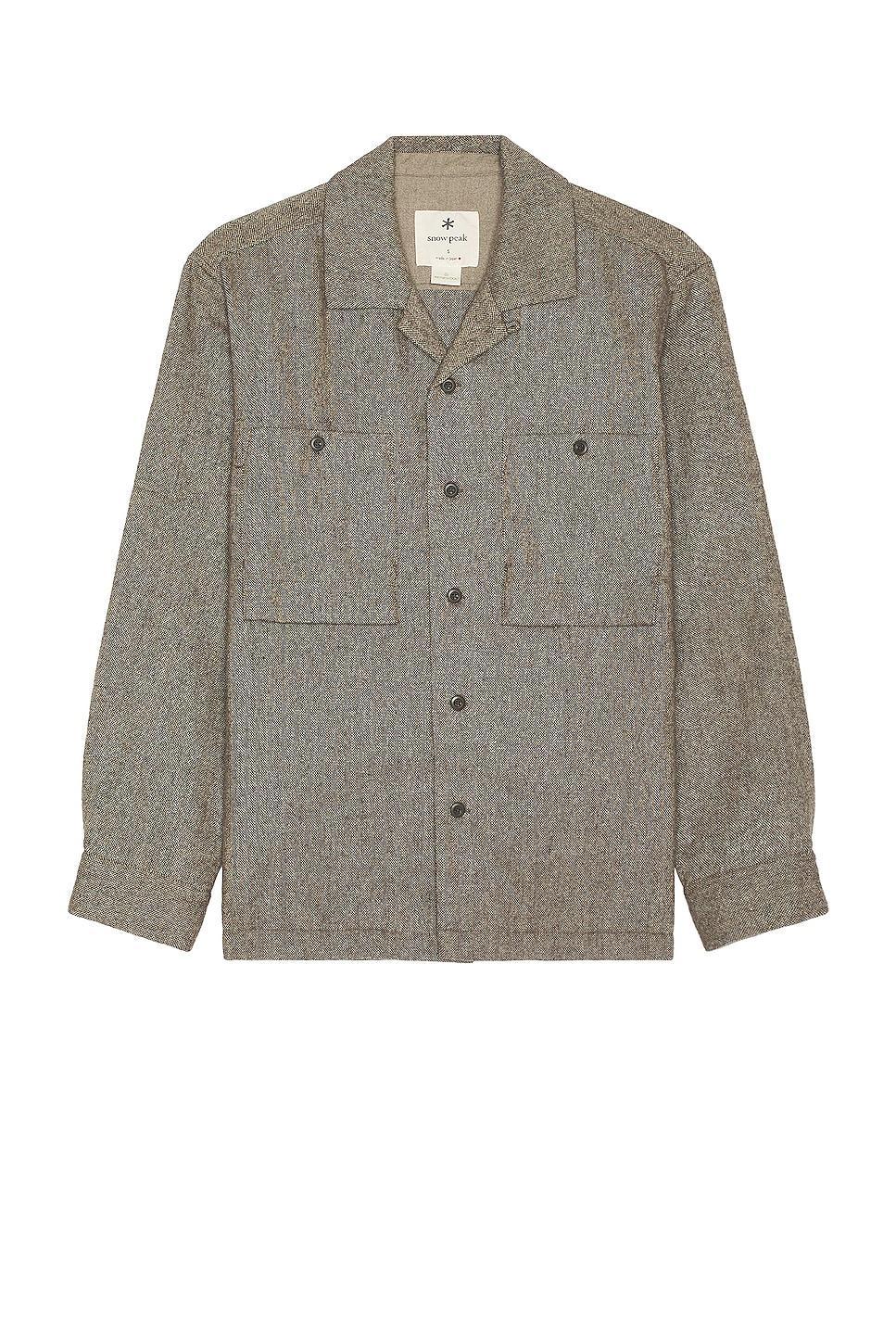 Snow Peak Recycled Wool Field Shirt Grey. (also in XL/1X). Product Image