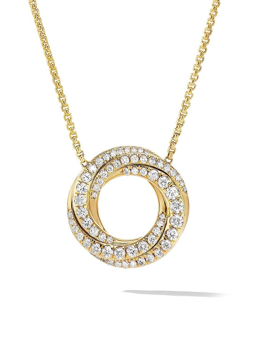 Womens Petite Pav Crossover Pendant Necklace In 18K Yellow Gold With Diamonds Product Image