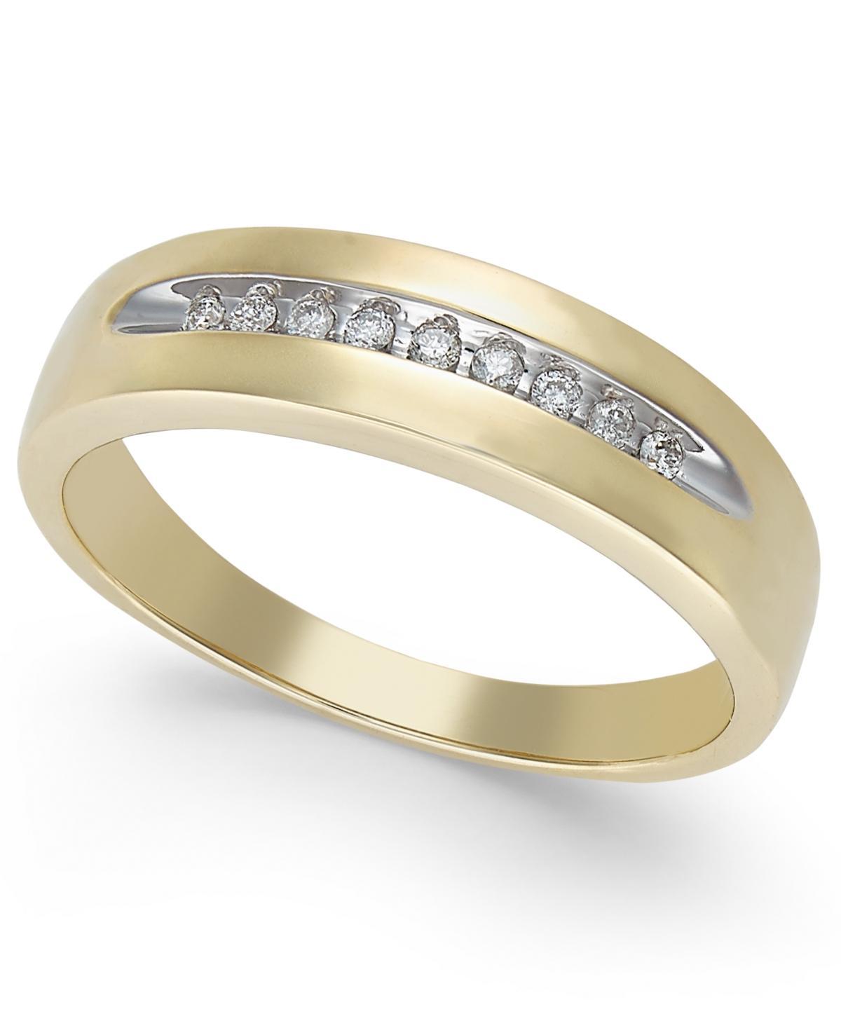 Mens Diamond Brushed Band in 10k Gold (1/10 ct. t.w.) Product Image