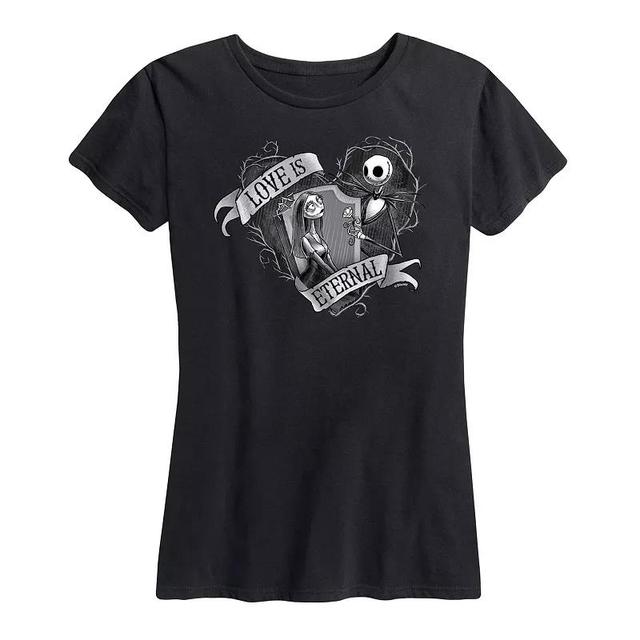 Disneys The Nightmare Before Christmas Womens Jack And Sally Love Graphic Tee Grey Wine Product Image