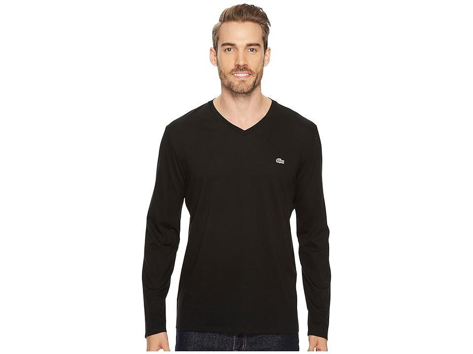 Lacoste Long Sleeve Pima Jersey V-Neck T-Shirt Men's T Shirt Product Image