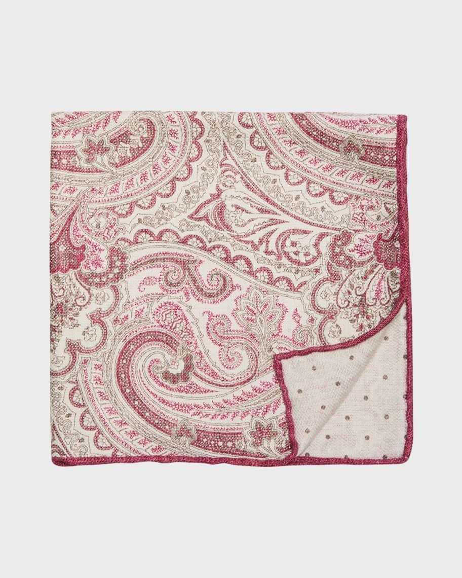 Men's Paisley-Print Silk Pocket Square Product Image