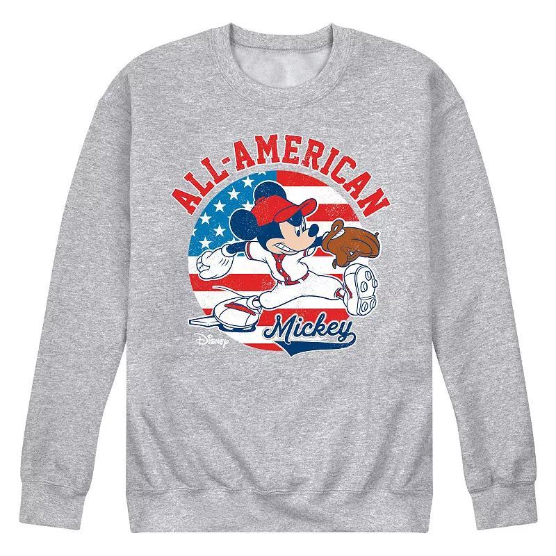 Disneys Mickey Mouse Mens Americana Baseball Fleece Sweatshirt Blue Product Image