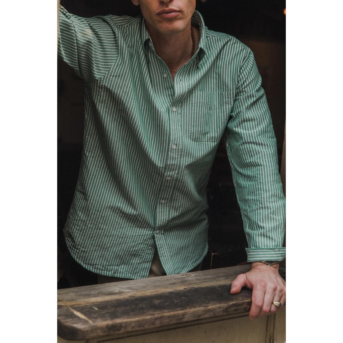 Oxford Cloth Button Down Classic Evergreen Stripe Product Image