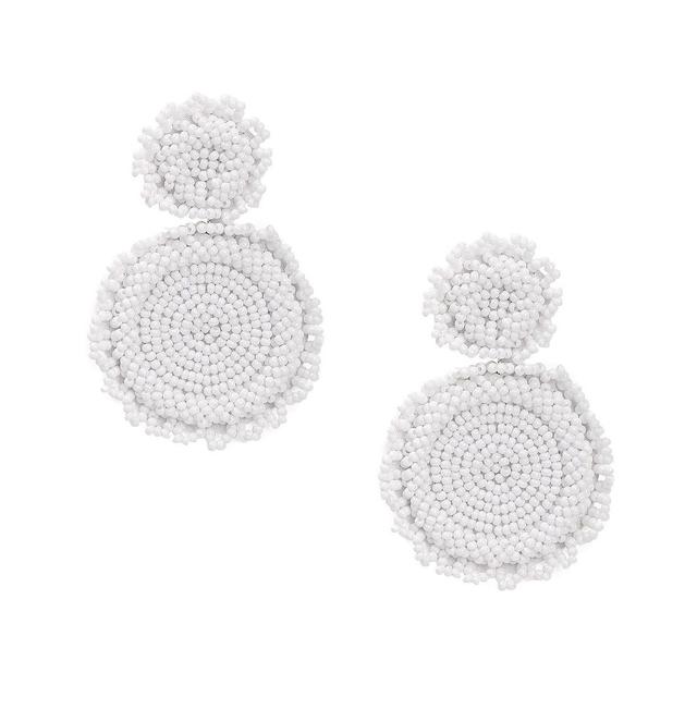 Sohi Womens White Beaded Circular Drop Earrings Product Image