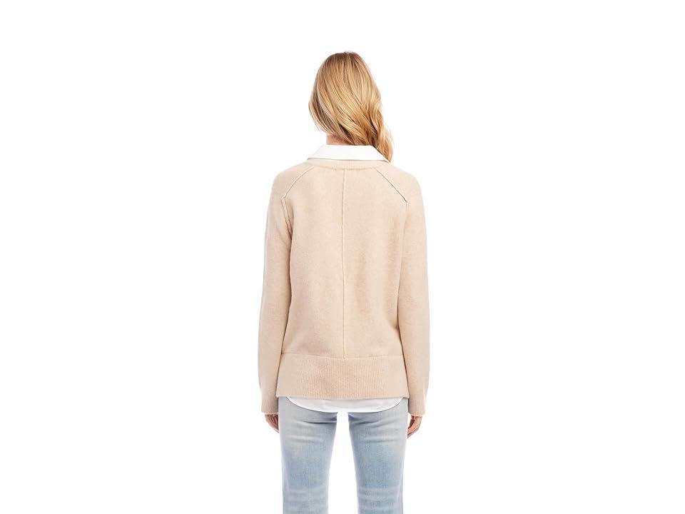 Karen Kane Layered Sweater (Sand) Women's Sweater Product Image